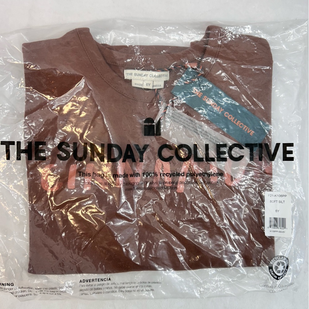 The Sunday collective size 6Y cinnamon soft silt Brown T-Shirt nwt